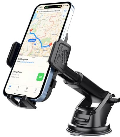 Elitecran Universal KFZ Autohalterung, Handyhalter Auto Lüftung Armaturenbrett Windschutzscheibe, 360° Drehbar KFZ Handy Halterung mit EIN-Knopf-Release für iPhone, Samsung, Alle Smartphones