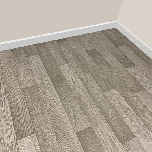 Modern Detroit Oak Vinyl Lino Flooring Roll For Bathroom/Kitchen - Medium Wood Shaded Oak Plank Effect Cushion - Anti Slip - By Grandismo® (1metres x 2metres (3ft 3 x 6ft 6))