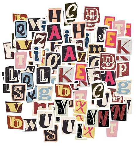 104 Pegatinas Del Alfabeto Retro Para Álbumes De Recortes, Maletas y Decoración De Bricolaje (4 Hojas, 26 Letras)