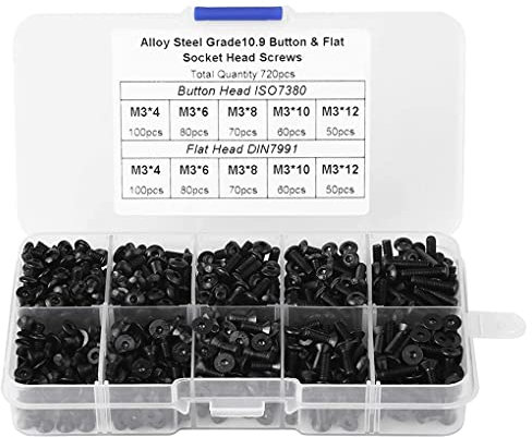 siduytin 720 Pieces Screws Set Alloy Steel M3 Portable Professional Household Workshop Hex Computer Window Precise Accessories