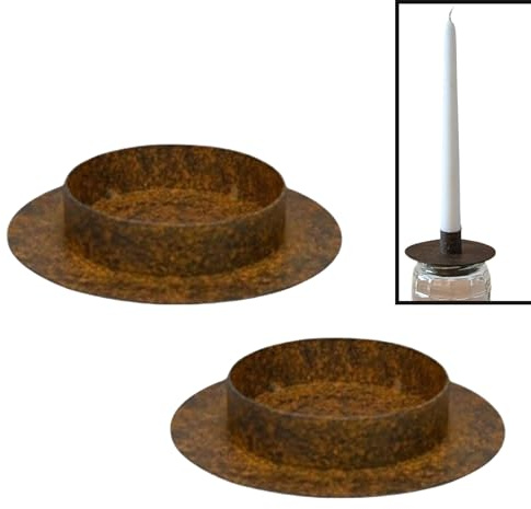 Kerzenhalter für Einweckglas - 2-in-1 Design für Stumpen- und Stabkerzen - Rostbraun - zum Basteln - Metall-Kerzenständer - Deko für Glas