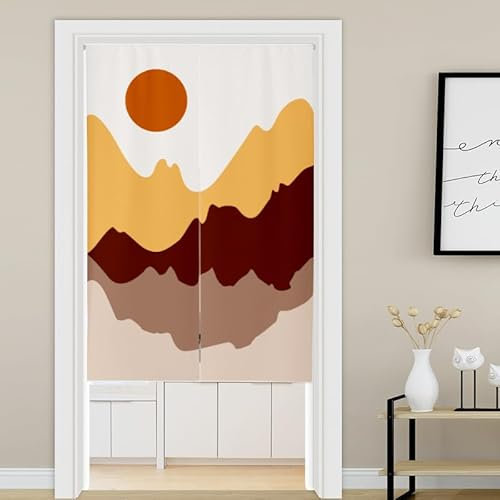 Türvorhang Red Mountain Orange Küchenvorhänge Polyester Raumteiler Vorhang Waschbar Vorhänge Kurz Küchenvorhang Langlebig Fliegenvorhang Terrassentür tür Vorhang Verdickung Vorhang Tür 70x150cm