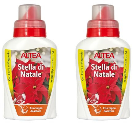 Tecnokit Concime Liquido Stelle Di Natale, Fertilizzante Specifico Per Poinsettie, Nutrimento Completo Per Foglie E Brattee Brillanti, Fioritura Prolungata, 2 Flaconi Da 300 ml (600 ml)