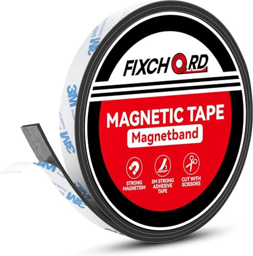 FIXCHORD Nastro Magnetico Autoadesivo, Banda Magnetica, Banda Magnetica Adesiva, Striscia Calamita per zanzariera, fai da te, tende da finestra, striscia magnetica 2m*15mm
