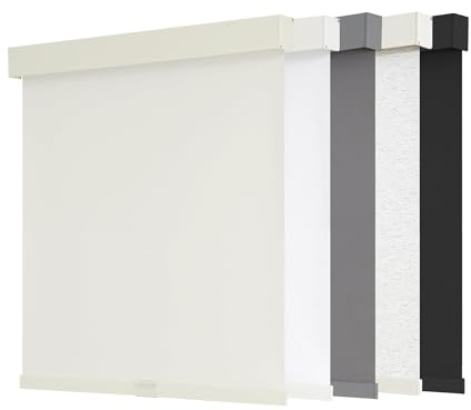 AOSKY Verdunkelnde Rollos ohne Kordel für Fenster mit Stopp-Funktion & Zierleiste - Thermische Isolierung, UV-Schutz, Naturgewebe für Zuhause & Büro (60cm B x 180cm H, Elfenbein)