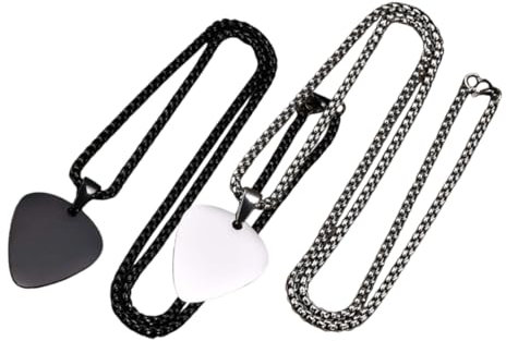 COSMEVIVI 2stücke Gitarrenplektrum-halskette Aus Edelstahl Mit Gitarrenpick-anhänger Bass-pick-kette Kreative Geschenkidee Für Gitarrenspieler Robust Und Langlebig