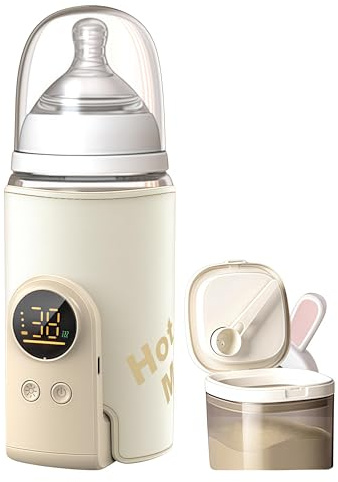 Riscaldamento Rapido Portable Bottle più Caldo, 6 Temp il Latte più Caldo con Controllo della Temperatura Intelligente e Luce Notturna, Bloccato in Nutrizione, per il Viaggio