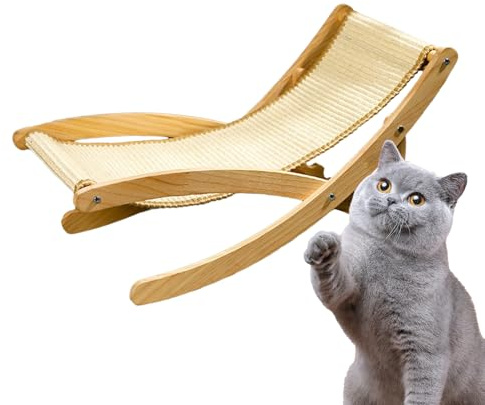 Kattstol – klösstol för katt | 66 x 30 x 30 cm sisalklösstol, justerbar säng, vikbar mysig solstol, husdjursmöbler för kattunge valpkanin