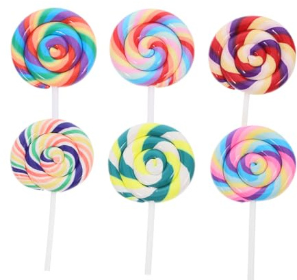 Yardwe 6 Pezzi Lecca Lecca Grandi Colorati in Argilla Polimerica Morbida per Gioielli Fai da Te Decorazioni Versatili e Facili da Usare per Feste e Ragazzo Ragazza