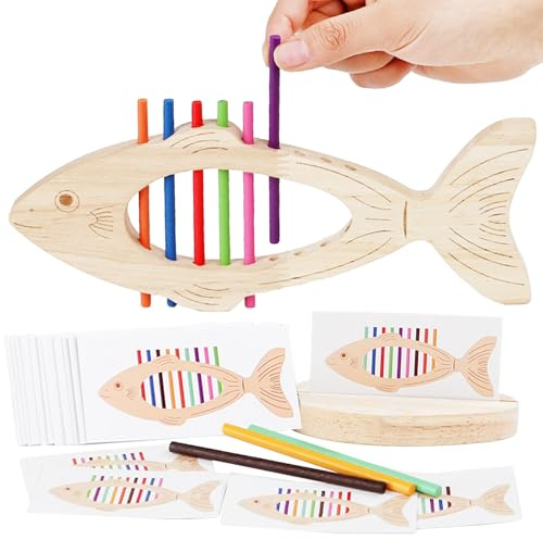 XIEXIESHER Giocattolo Educativo Montessori, Giochi Montessori 1 2 3 4 Anni, Fish Shape Design Colori Corrispondenti ai Giocattoli Motori Fine, Sviluppa Motricità Fine e Coordinazione Occhio-Mano