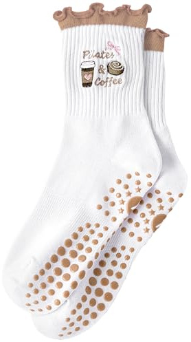 Yawlsow Reformer Pilates Socken Rutschfeste Damen Yoga Stoppersocken | Ballett Tanz Gymnastik Krankenhaus Schwangerschaft Noppen Geschenk Atmungsaktiv Baumwolle EU 36-42