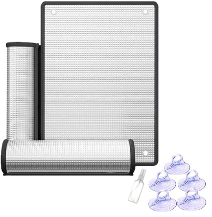 Film D'isolation Thermique pour Fenêtre Feuille Réfléchissant De Protection Solaire Films Anti Regard De Fenetre en Aluminium Film Occultant avec Ventouse pour Bureau,Garage(45x70cm)