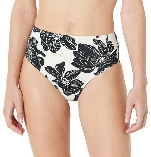 Amazon Essentials Slip Bikini a Vita Alta Sgambato Donna, Crema Nero Floreale, 46