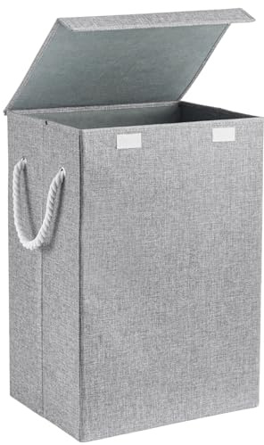 72L Foldable Laundry Basket with Lid – Large Capacity Washing Hamper with Handles Space-Saving Collapsible Dirty Clothes Storage Bin for Bedroom Bathroom Laundry Room (Grey)