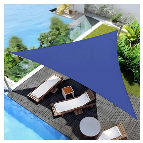 Tessuto Oxford impermeabile triangolare blu 2 x 2 m, perfetto per patio, balcone, terrazza, protezione dai raggi UV, copertura per ombrellone da esterno