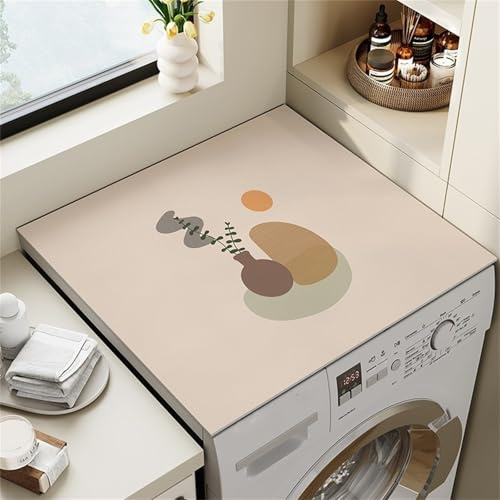 Highdi Style Nordique Housse de Protection pour Machine à Laver Top,Coussin de Machine à Laver Antidérapant Housse de Machine à Laver pour Machine à Laver Ou Sèche-Linge (Feuilles Vertes,30x40cm)