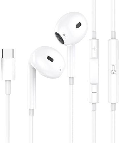 Écouteurs USB-C filaires pour iPhone 17/16/15 Pro, Casque Intra-Auriculaires Hi-FI avec Micro intégré et Commande Volume, compatibles Samsung Galaxy S25/S24/S23/S22, iPad Pro, Google Pixel, OnePlus