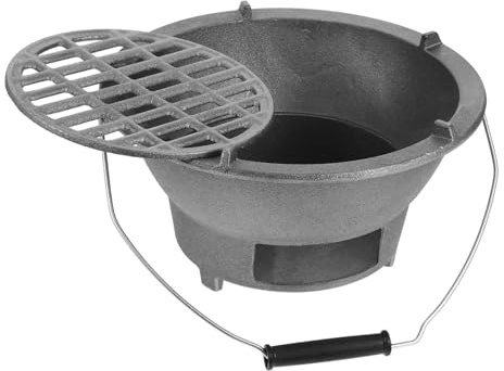 NUOBESTY Barbecue En Fonte Au Charbon De Bois Multifonction Pour Jardin Et Camping, Grand Format Grille Intérieure, Poêle à Charbon Portable Robuste Pour Cuisson Savoureuse Extérieure