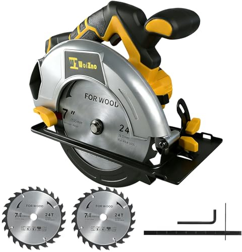 Cordless Circular Saw 7-1/4-Inch Compatible with DeWalt 20V Battery,Brushless Electric Circular Saw with Laser Guide, 2 Blades for Wood, Plastic, Soft Metal (Battery Not Included)