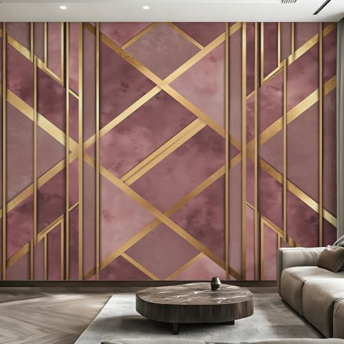 W350 X H256 cm Geometric Marble Wallpaper, Wall Mural Modern Geometric Photo Wallpaper, Non-Woven Print Wall Paper for Living Room Bedroom Art Decor, Renter Friendly D&O150