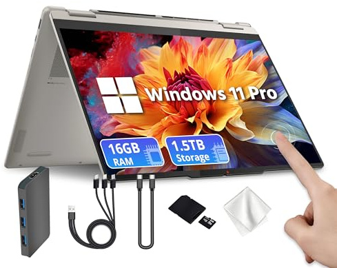 Lenovo Yoga 7 14 OLED WUXGA 2-in-1 Touchscreen Copilot+ Laptop, AMD Ryzen AI 5 340, 16GB LPDDR5X RAM, 1.5TB Storage (512GB PCIe SSD&1TB Docking), Fingerprint, Backlit Keyboard, Win 11 Pro, Seashell