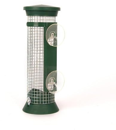 Window Peanut Bird Feeder - EX Strong Suction cups - Deters Squirrels - Strong Metal Mesh, No Spills