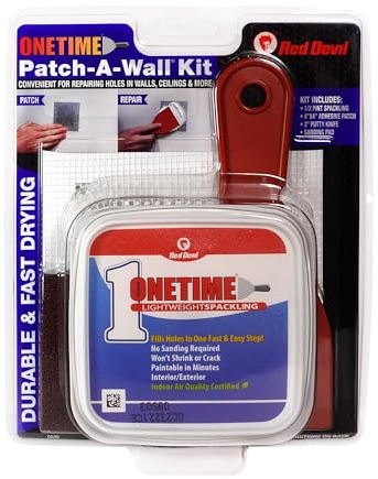 Red Devil 0549 ONETIME Lightweight Spackling Patch-A-Wall Kit, 1/2 Pint, White, Pack of 1