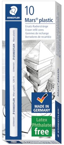 Staedtler Mars Plastic - Gomme da Cancellare di Ricambio per Cancelleria Scuola Università e Ufficio, Gomma da Cancellare Ideale per Cartoleria, Materiale Scolastico e Cose per la Scuola - 10 Pezzi