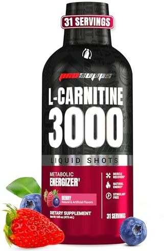 ProSupps L-Carnitine Liquid 3000, Stimulant-Free Liquid Shots for Men & Women - Clean Workout Drink for Energy, Performance & Muscle Recovery - No Sugar, No Carbs - 31 Servings, Berry