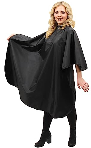 ForPro Professional Collection Poly Chemical Cape, Professional Hair Salon Styling Cape with Adjustable Snap Closure, Black, 58 L x 47 W