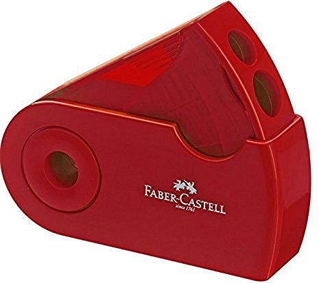 Faber-Castell Doppelspitzdose Sleeve (Rot) - Anspitzer für Blei- und Farbstifte, Kunststoff, Kein Strom, Rot