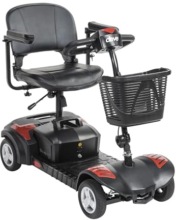 Drive Medical Spitfire Scout 4-Wheel Power Travel Scooter, Red and Blue