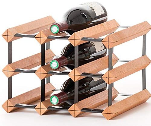 RAXI ™ Classic Premium Weinregal aus Holz mit luxuriösem Design/Flaschenregal für 9X Wein Flaschen - 32,5x23x30 cm