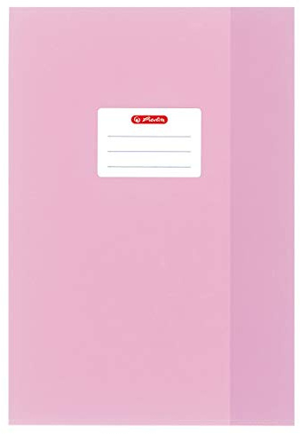 Herlitz 10 Heftumschläge/Hefthüllen Din A4 / Baststruktur (Rosa, 10er Pack | A4)