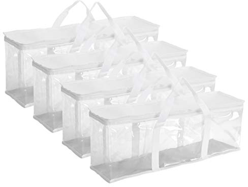Fasmov Lot de 4 sacs de rangement DVD blancs pouvant contenir jusqu'à 160 DVD (40 par sac)