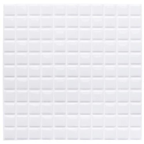 Yoillione 3D Mosaic Tile Stickers for Bathroom and Kitchen - White Backsplash Wallpaper, Self Adhesive Vinyl Peel and Stick Wall Decals, 4 Sheets