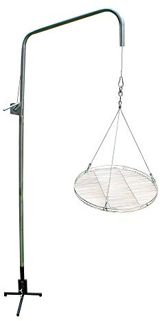Edelstahlrohr Grillgalgen + 55 cm Edelstahl Grillrost | nur 10 mm lichter Stababstand / Schwenker Schwenkgrill Geschenk Geburtstag Weihnachten / deutscher Fachhändler