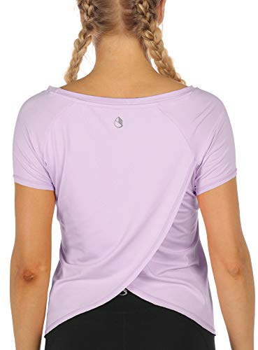 icyzone Damen Sport T-Shirt Kurzarm Yoga Top Schnell Trocken Elastisch Fitness Gym Oberteile