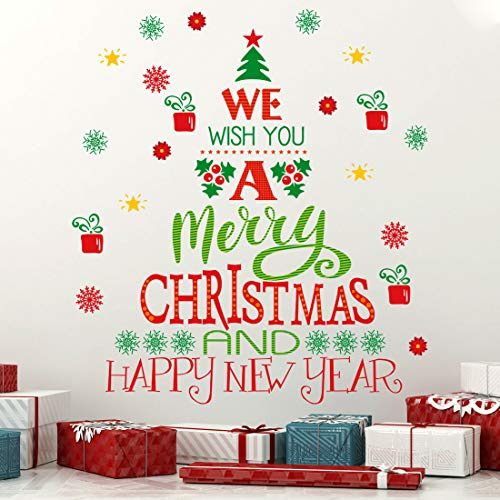 KAIRNE Weihnachtsfenstersticker Tannenbaum Schneeflocke Glas Silvester Deko