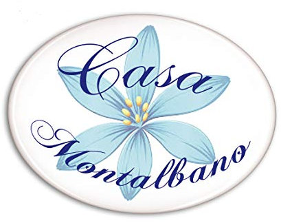 CreaTu Numero civico in Ceramica - Fiore Blu - Personalizzato, Made in Italy (13 x 18 cm)