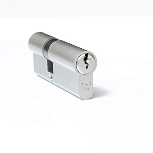 FELGNER Doppel-Zylinder Euro Plus Schließzylinder Profilzylinder Türschloss Sicherheitsschloss für Türen Haustür Wohnungstür - inkl. 3 Bart-Schlüssel | 40-45 mm (45-40 mm) Nickel Matt