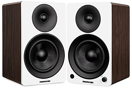 Fluance Ai41 Powered 2-Way 2.0 Stereo Bookshelf Speakers with 5 Drivers, 90W Amplifier for Turntable, TV, PC and Bluetooth 5 Wireless Music Streaming with RCA, Optical & Subwoofer Out (White Walnut)