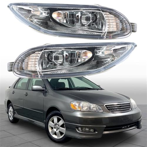 RainMan S Pair of Front Fog Light Replacement for Corolla 2005 2006 2007 2008 Switch Wiring Driver Left and Passenger Right Side Fog Driving Lamps