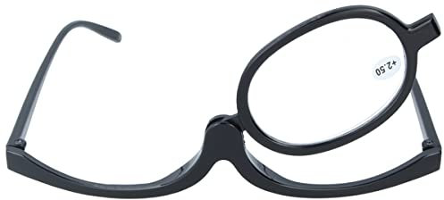 Schwenkbare Schminkbrille/Schminkhilfe aus Kunststoff in Schwarz +2,50 dpt