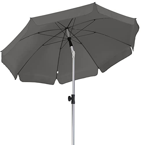 LIFERUN 2x2m Garden Parasol with Tilting Function & 8 Steel Ribs, Base Not Included, UV50+ Sun Protection Market Umbrella, Patio Shade for Outdoor Dining, Balcony & Terrace, Grey