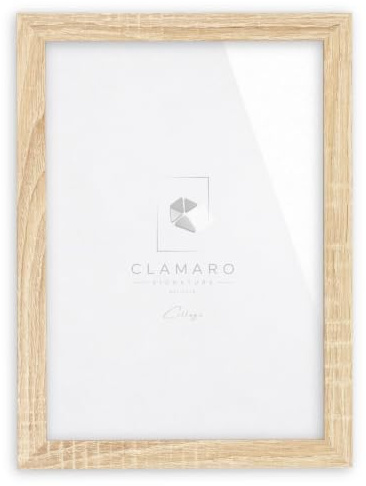 CLAMARO Bilderrahmen Collage, MDF Holz, Eiche Sonoma, 75 x 98 cm, Acrylglas | Handgefertigt in Deutschland, Profilbreite 30 mm, inkl. Rückwand und Zackenaufhänger, für Hoch- und Querformat, eckig