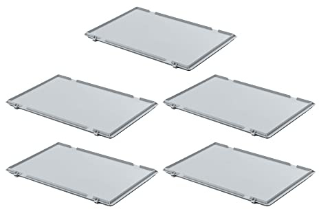 PROREGAL SuperSparSet 5x Scharnierdeckel für Eurobehälter | HxBxT 2,7x30x40cm