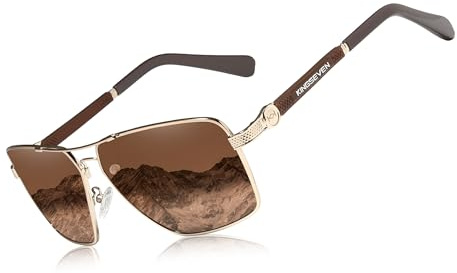KINGSEVEN Sonnenbrillen Polarisierte Beschichtung Linse 2023 Auto Reset Framework Fahrbrillen für Männer/Frauen Oculos (Gold Braun)