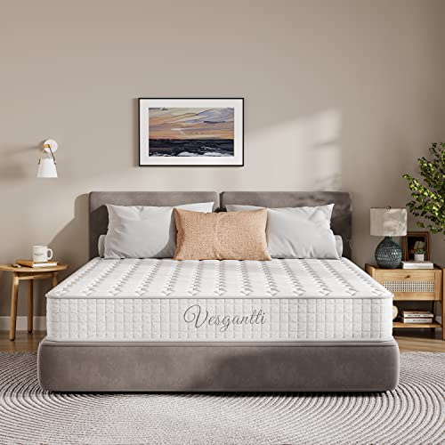 Vesgantti Matelas 90x190cm, 20cm Épaisseur, Matelas à Ressorts ensachés Indépendant, Confort 7 Zones de dureté H3, Soutien Parfait, Respirant, Oeko-tex (Blanc, Tight Top)