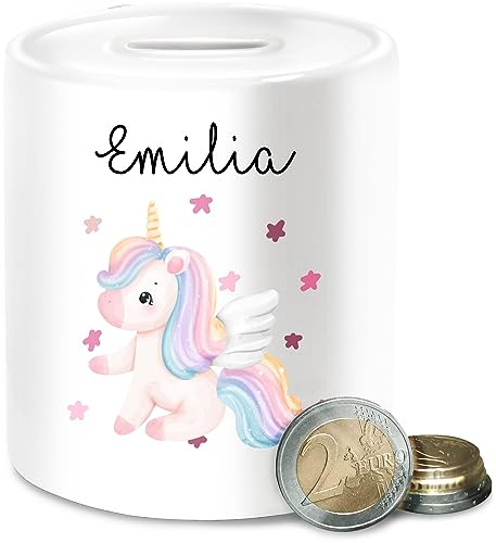Spardose - Einhörner - Süßes Einhorn Sweet Unicorn - Unisize - Weiß - personalisierte sparbüchse Unicorns Keramik spardosen Kinder einhörnern kinderspardose personalisierter einhorndose Name